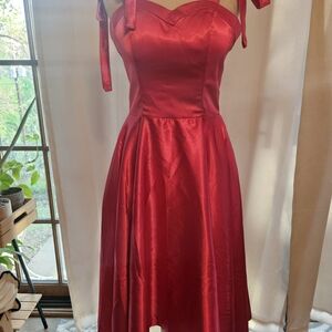 Hot Pink Ao Yan Satin Tie-Shoulder Fit & Flare Dress M NWT